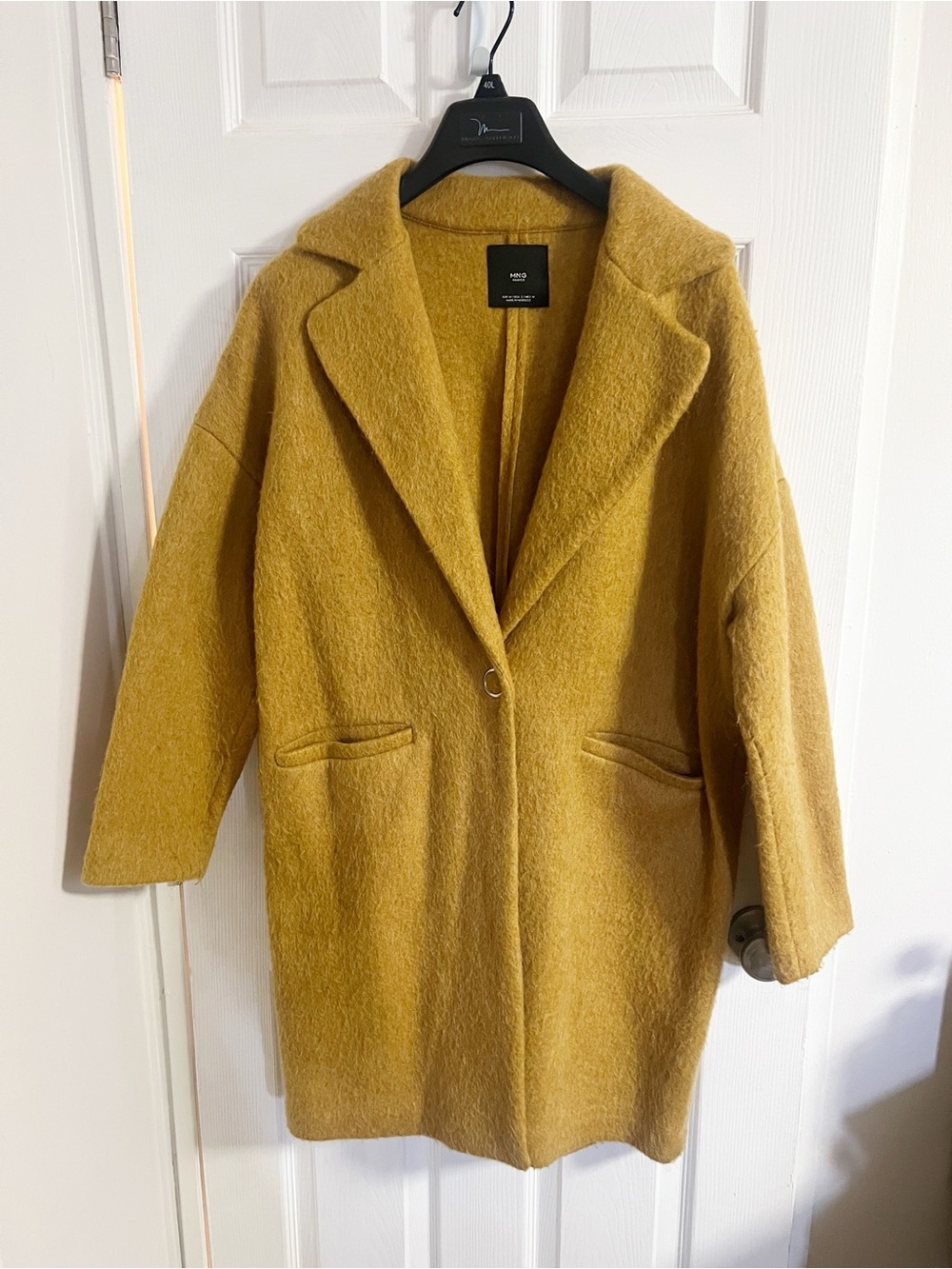 Mango Mustard Single-Button Oversized Coat S
